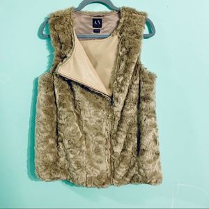 Armani Exchange vegan leather and fur vest